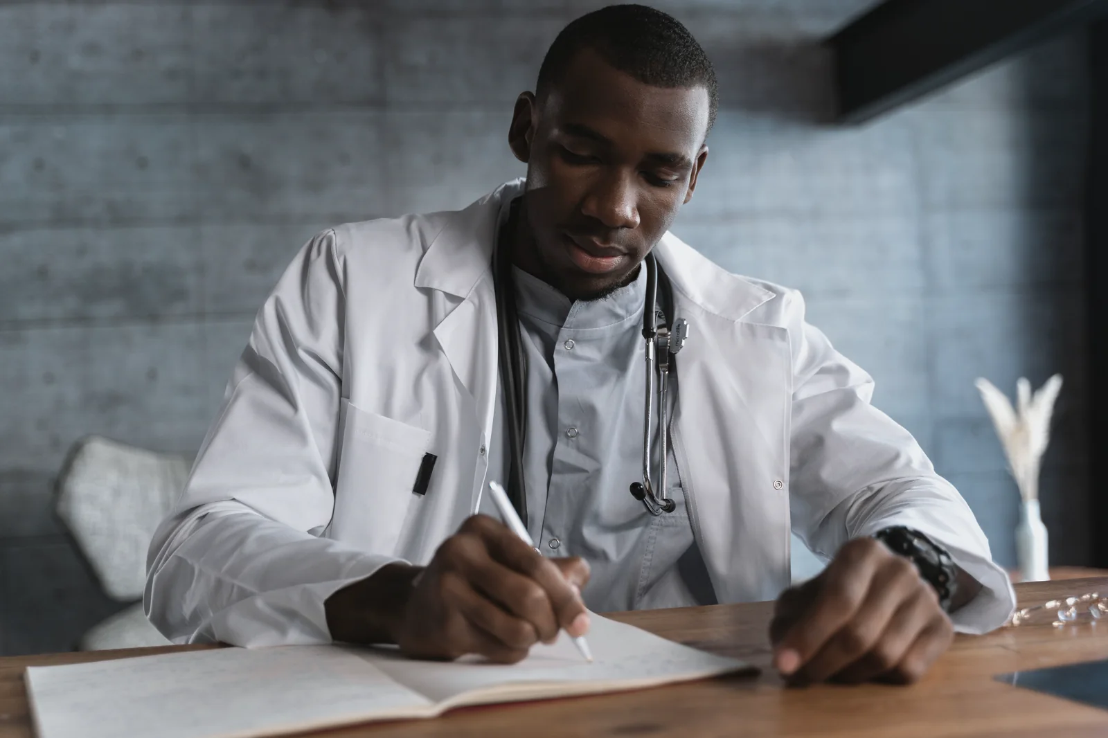 Clinician documenting a rehabilitation plan